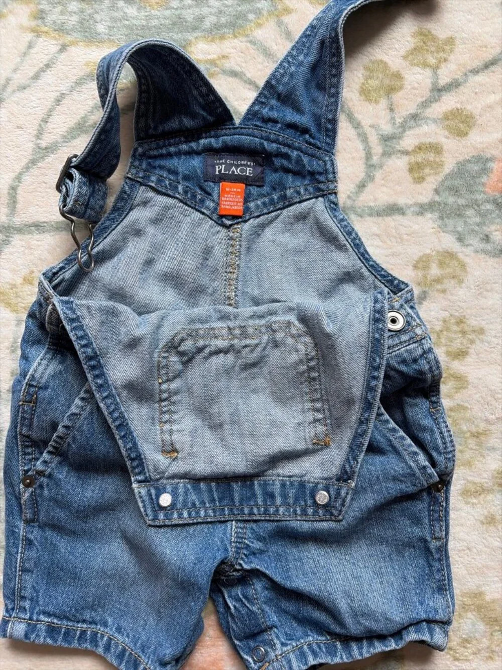The Children's Place Baby Denim Shortalls 18-24M Adjustable Straps